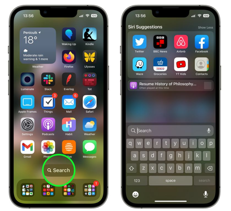 滦平苹果手机维修分享升级到 iOS 16 后，如何删除主屏幕上的搜索按钮 